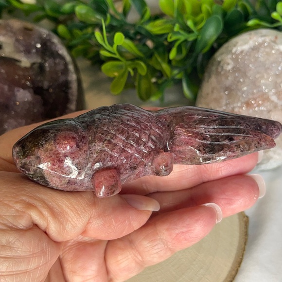 Rhodonite Goldfish Crystal Carving - Picture 3 of 4